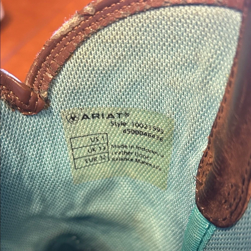 Ariat Brown Leather Boots with Turquoise Interior